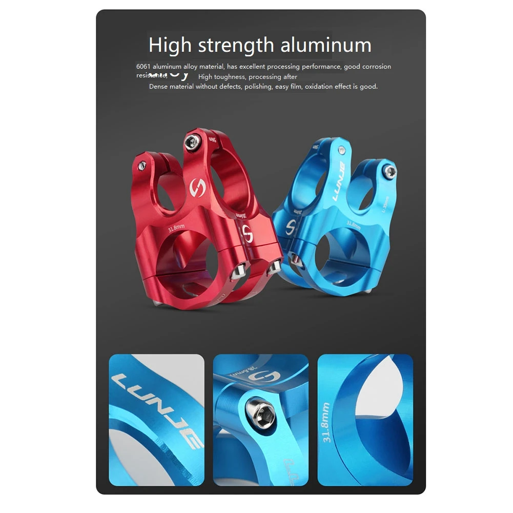 

A29Z-LUNJE CNC Bicycle Handlebar Stem Mtb Handlebar Stem Power Short 35Mm Mountain Bike Bridge 31.8 Pipe Black