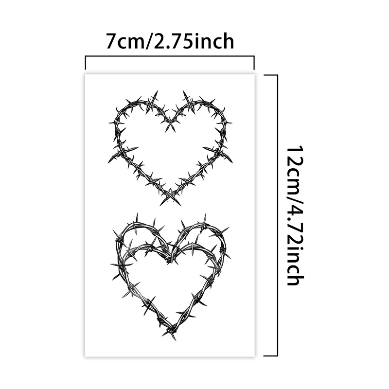 Creative Thorn and Heart Waterproof Temporary Tattoo Stickers, Long-lasting Waterproof for One to Two Weeks, For Arm, Leg