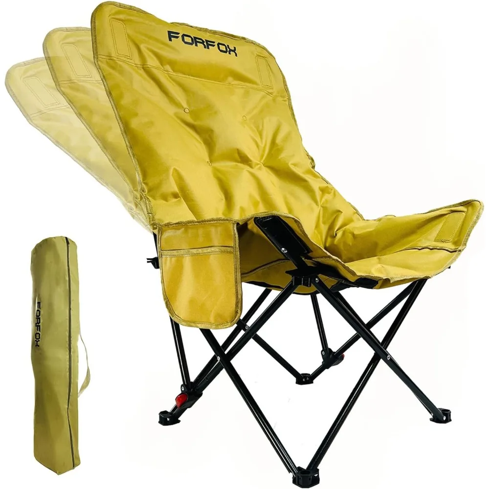 

Регулируемый портативный складной стул для кемпинга с высокой спинкой, боковыми карманами, подголовником, легким газоном для кемпинга на открытом воздухе,