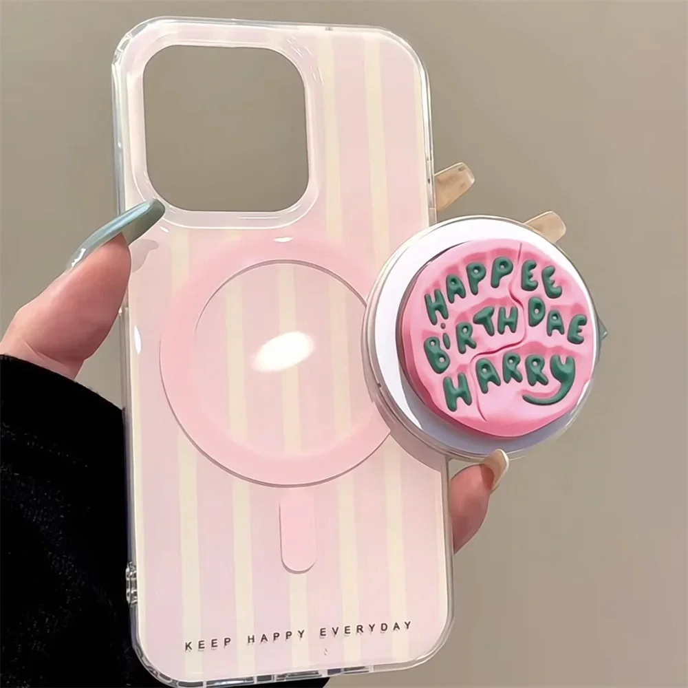 

INS Cute English Letter Pink Magnetic Holder Grip Tok Phone Stand Support for IPhone 17 Samsung Pad Mag-safe Smart Tok Bracket