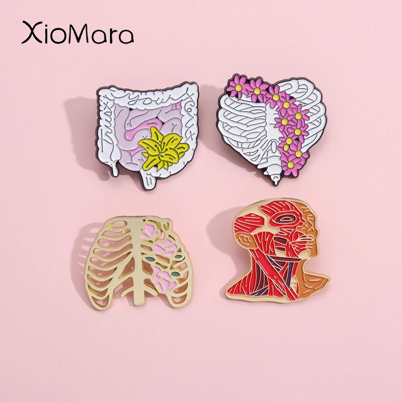 Pin de esmalte para órganos médicos, insignia de solapa, broche personalizado para el sistema nervioso, el cerebro, los pulmones y el corazón, regalo de joyería para estudiantes de medicina