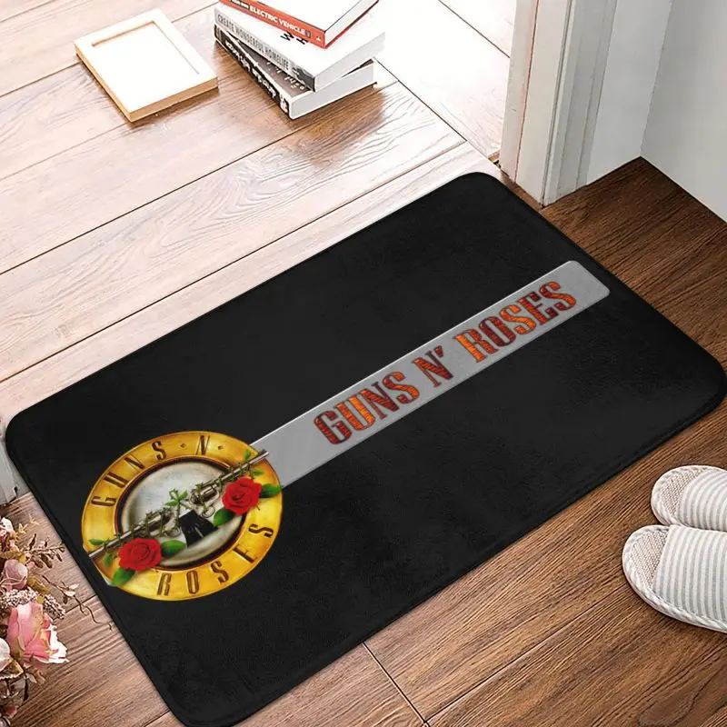 Guns N Roses Bullet Logo Door Floor Bath Kitchen Mats Indoor Hard Rock Band Doormat Living Room Entrance Rug Carpet Footpad