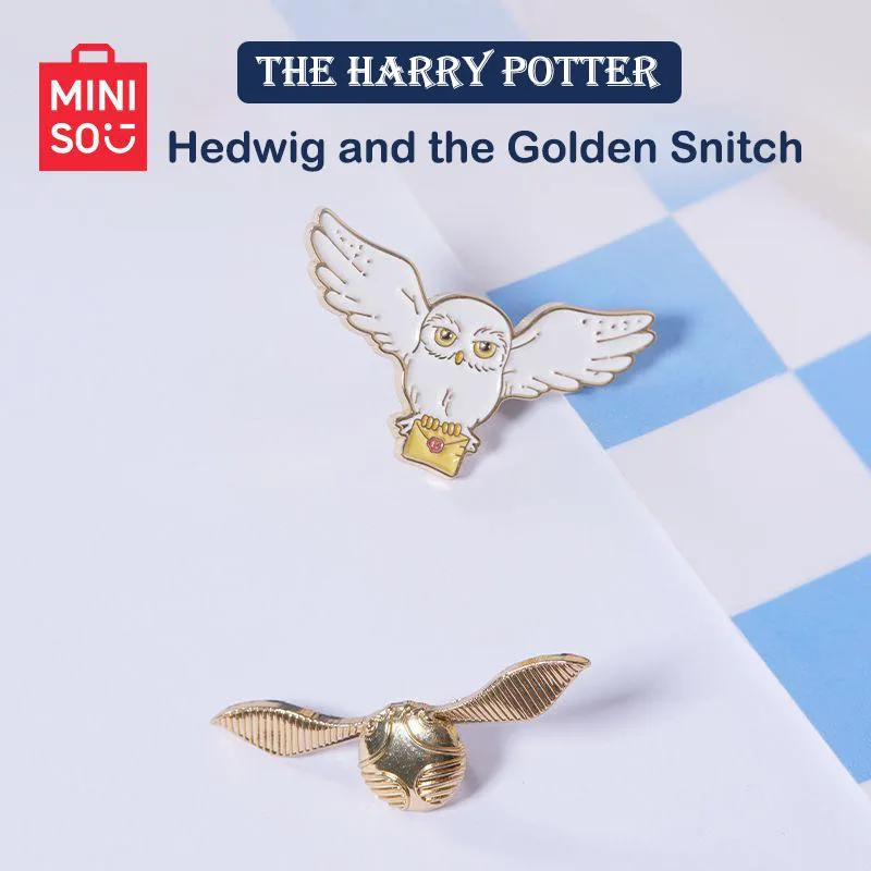 Genuine Miniso Harry Potter Peripheral Hedwig and The Golden Snitch Badge Creative Toys Cute Decorated Children's Birthday Gift