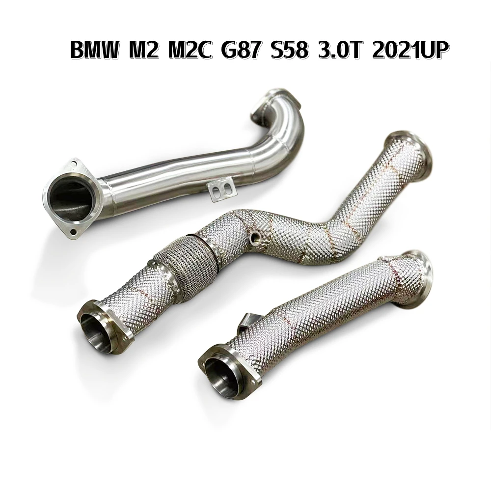 For BMW M2 M2C G87 S58 3.0T 2021+ straight through downpipe with insulation panel ,Head Section   exhaust muffler