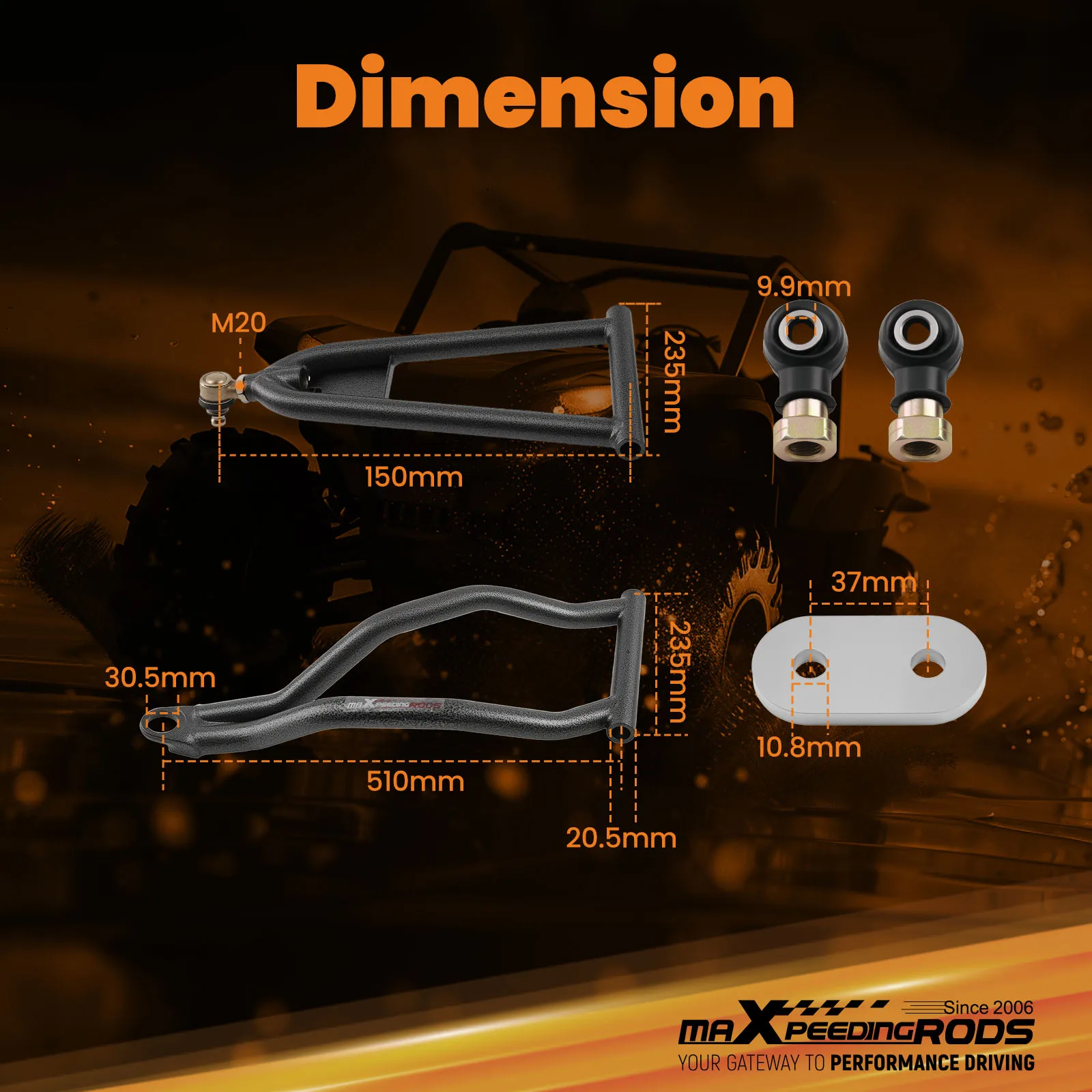 New High Clearance 1.5" Forward Front Upper Lower A-Arms Set for Polaris RZR S 800 / 4 800 2009-2014 view 5