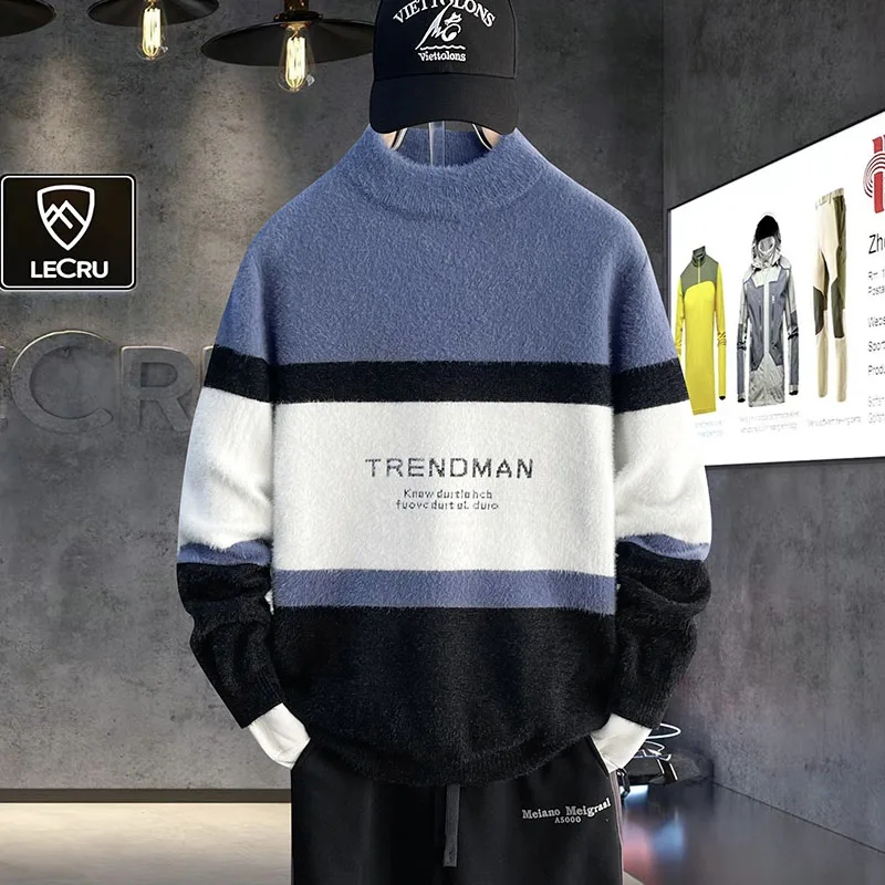 

Men's Winter Knitted Sweater Casual Comfortable Tops Vintage Sweatshirts Loose Basic Round Neck Autum Sweatwear