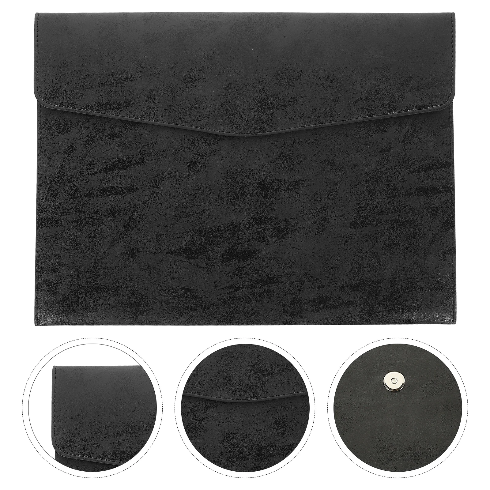 

A4 Pu Folder Large Capacity Document Holder For Office School Travel File Organizer Portable File Storage Bag