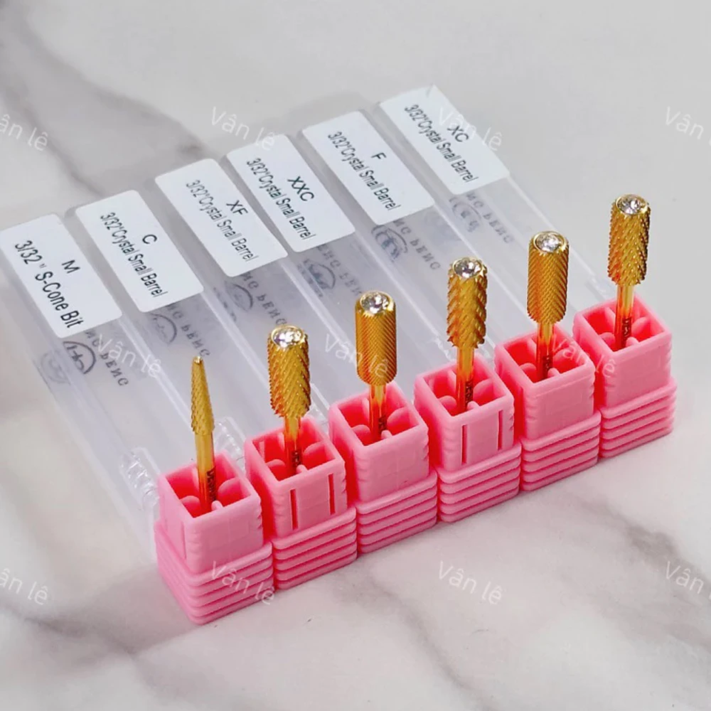 Punta da trapano per unghie 5 in 1 con parte superiore piatta Punte per unghie coniche a croce in metallo duro professionale 3/32 "Lime elettrica a 2 vie Accessori per trapano per unghie Uomo