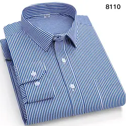 Fashion Korean Popular Long-sleeve Shirts for Men Slim Fit Plain Shirt Striped Plaid Eleangt Tops Single Pocket Designer Clothes