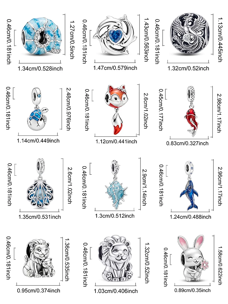 925 Sterling Silber Exquisite Niedliche Himmel-Land-Meer-Tier-Serie Charm-Anhänger für Armbänder DIY Hochwertiger Damenschmuck – Detail 4