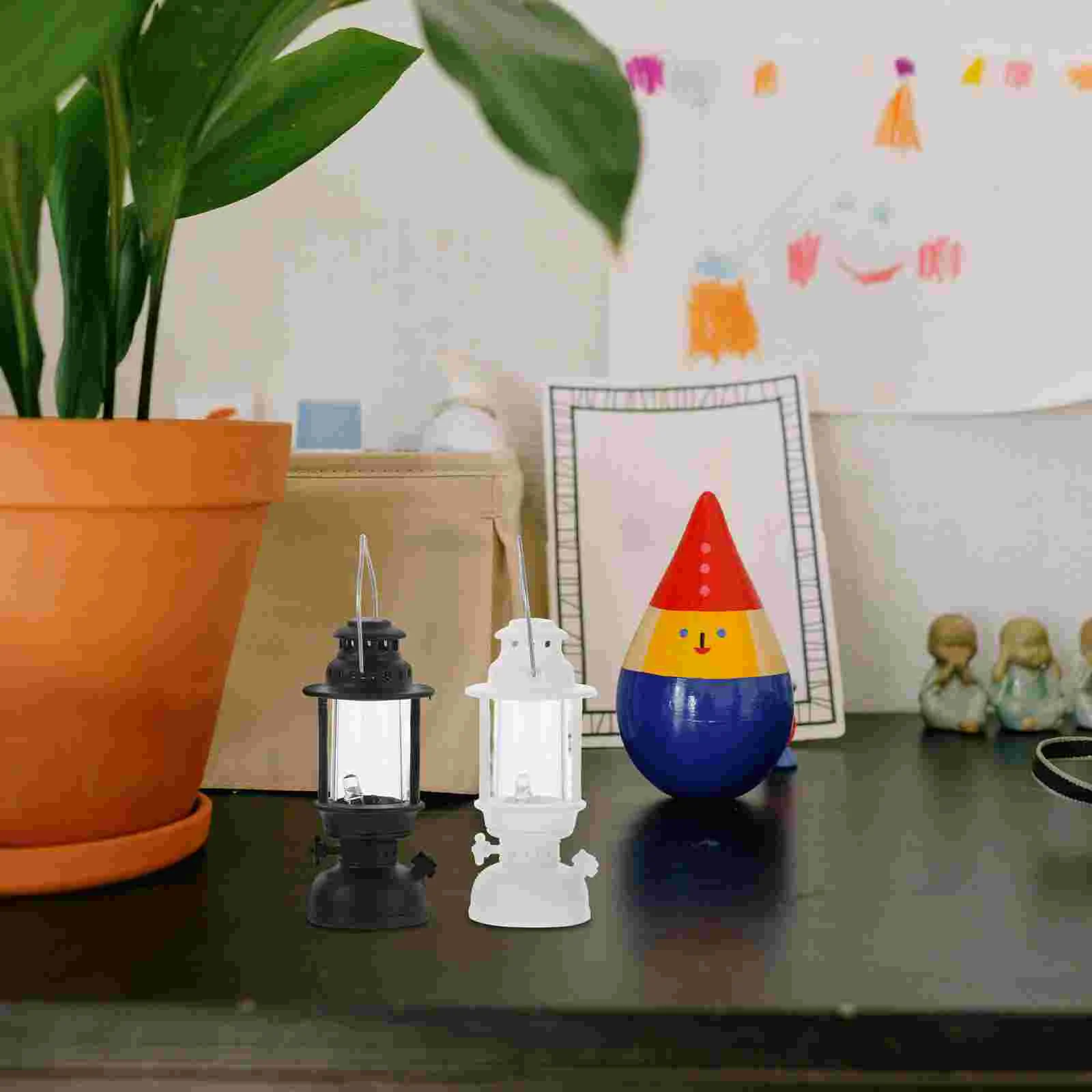 2 pçs em miniatura retro lâmpada querosene modelo queda decoração para cozinha em forma de pp suporte de luz de chá