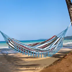 Outsunny Dubbele Katoenen Hangmat 285X150 Cm Belasting 120 Kg Draagbaar Voor Kamperen