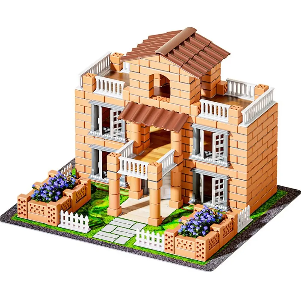 Set di blocchi per case da costruzione fai-da-te multicolori Case per piastrelle in plastica assemblare giocattolo modello di villa in miniatura Mini assemblaggio di mattoni