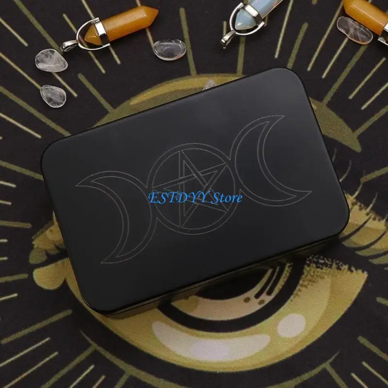

G6DE Playings Cards Box Trading Card Case Tarots Storage Can Card Organizers Card Case Empty Metal Storage Box for Game Cards