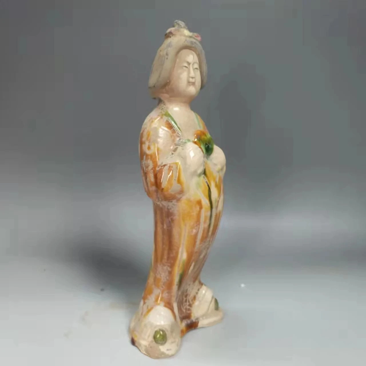 Exquisite Ancient China Tang Dynasty Tang Sancai Traditional Craft Home Decoration Pottery Porcelain Statue-Beautiful Woman