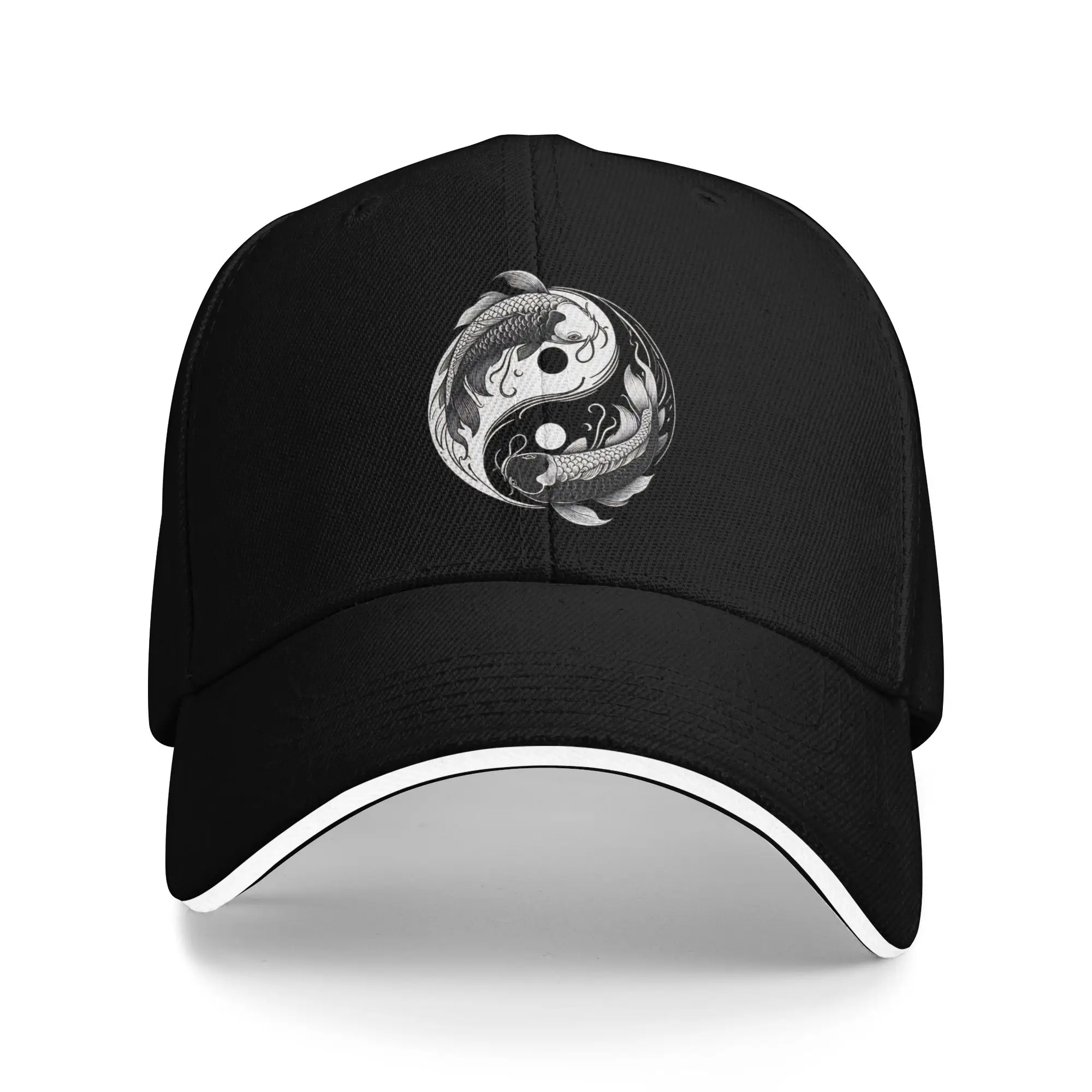 Yin And Yang Koi Fish Baseball Cap  Vintage Trucker Hat Summer Unisex-Teens Hiking Fishing Baseball Caps