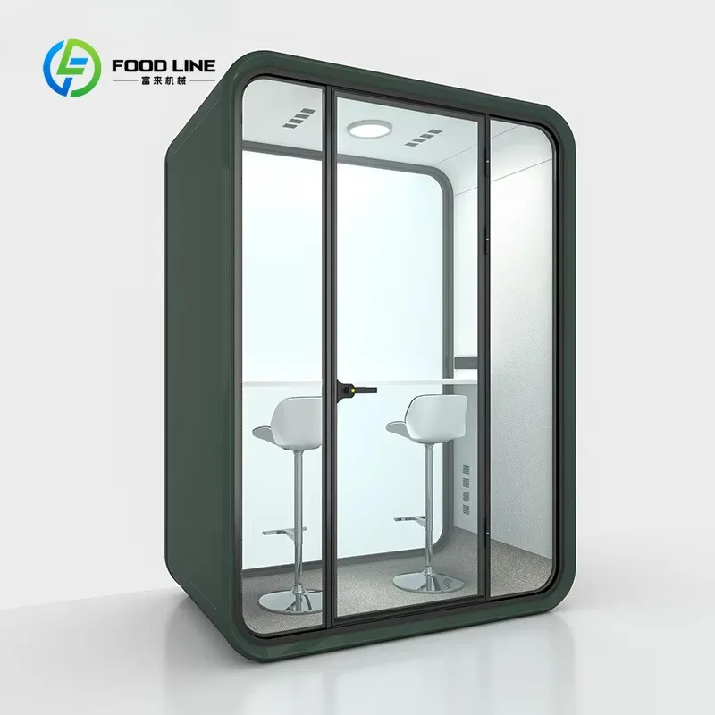 Customized Modular Soundproof Acoustic Booth for 2 Persons Modern Aluminum Frame Office Meeting Privacy Pod Silent Cabin