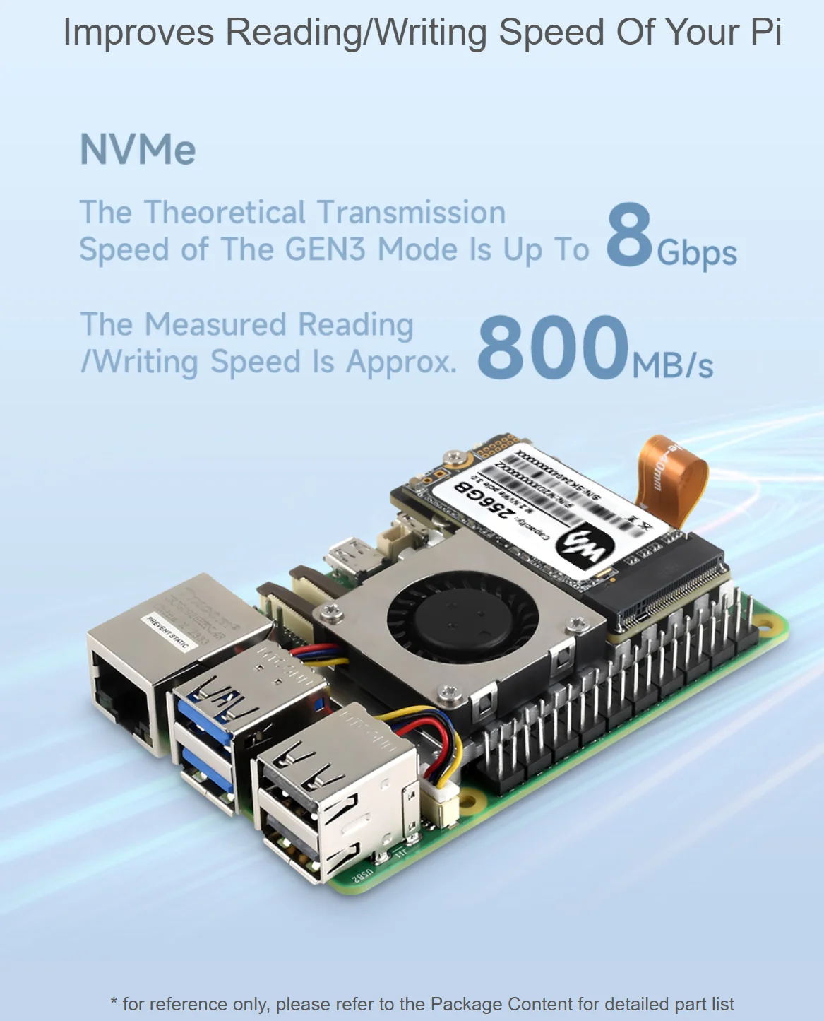 Placa adaptadora PCIe a M.2 (E) para Raspberry Pi 5, con ventilador de refrigeración, compatible con protocolo NVMe de tamaño 2242/2230 SSD M.2