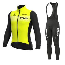 2024 STRAVA Men's Cycling Jersey Sets Sports Clothing Bike Man Maillot Cycling Man Long Sleeve Bicycles Mountain Bikes Bib Mtb