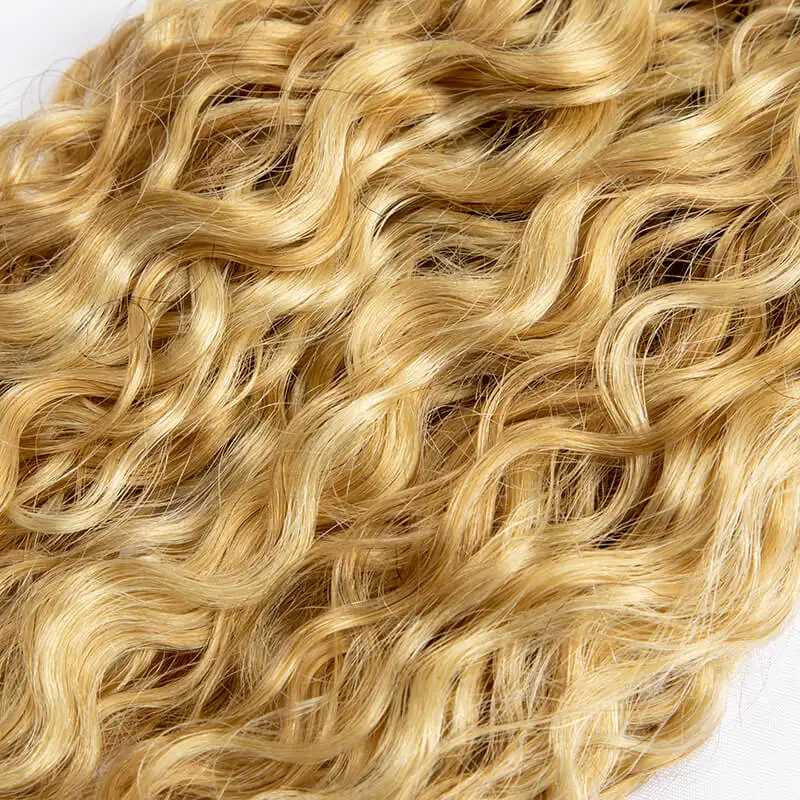 Extensiones de cabello humano con punta en V de queratina, 50 hebras por juego, fusión de ondas de agua rubio miel, cápsula de queratina, 12-24