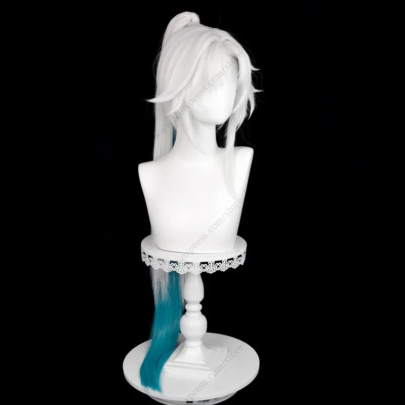 Jogo Feixiao Cosplay Peruca 105 cm de comprimento Ponytai cor mista cabelo sintético resistente ao calor