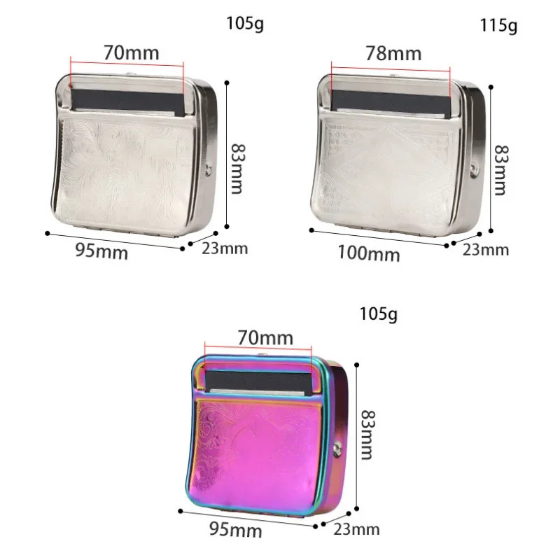 Portable Mini Metal Rolling Machine Tobacco Roller Maker 70mm 78mm 110mm Paper Hand Roll Box Store Cigarette Case Smoking Tool