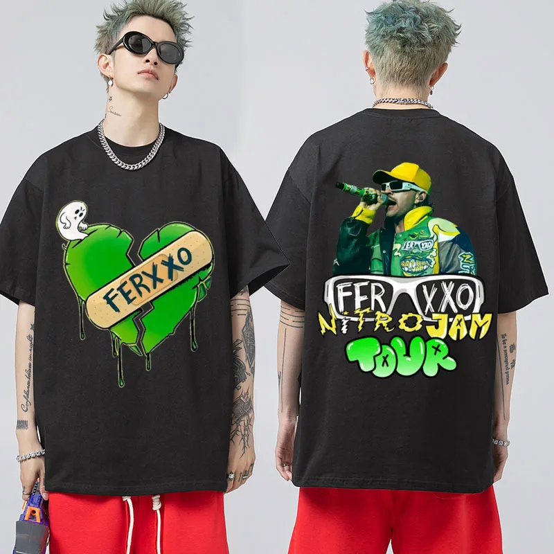 

Rapper Feid Ferxxo Tour 2025 New Album T Shirt Men's Women's 90sVintage High Quality T-shirts Hip Hop Punk Gothic T-shirt Tops