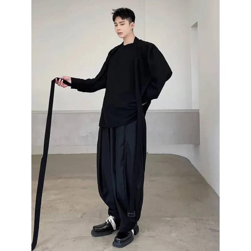 

Японские универсальные мужские новые свободные стильные летние темпераментные складные повседневные маленькие прямые брюки большого размера