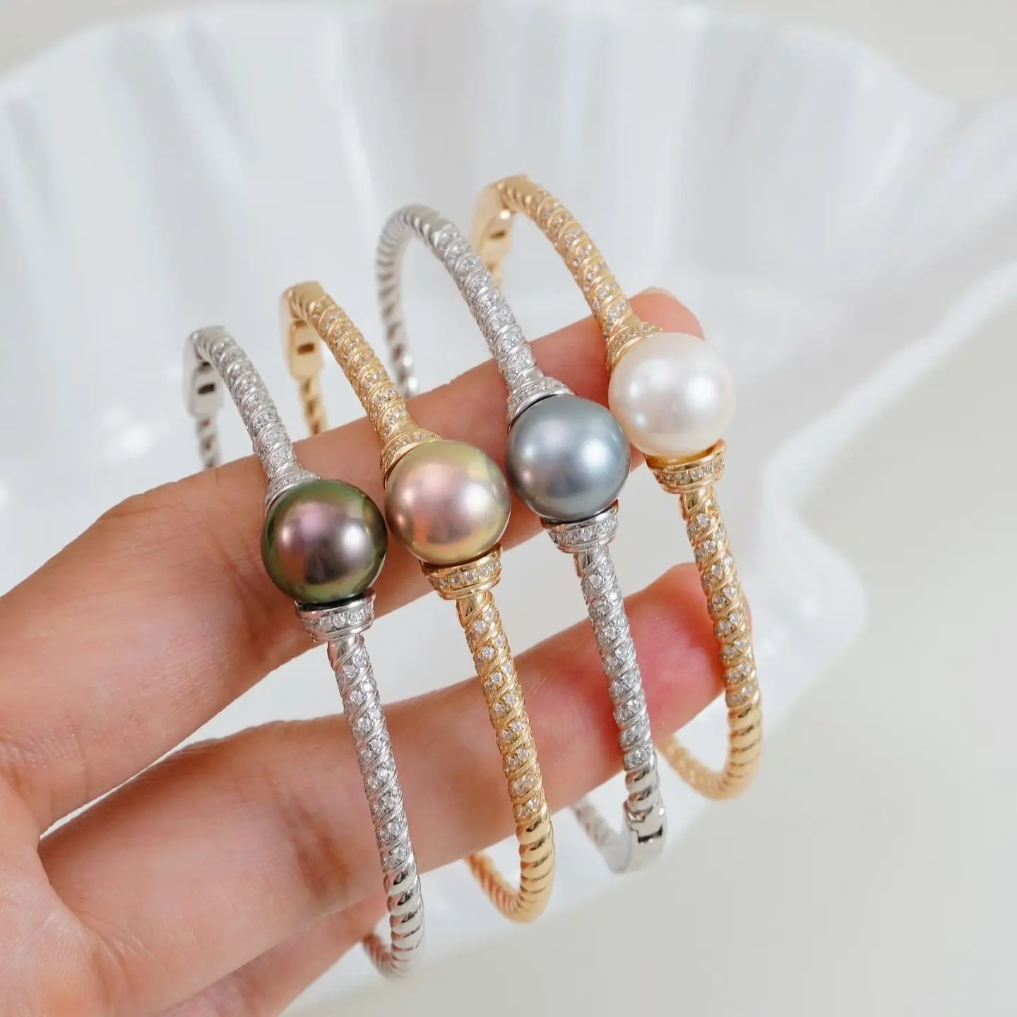 S925 Sterling Silver Bracelet Mountings ADJUSTABLE Bangle Findings Jewelry Parts Fittings Accessories for 11-12mm Pearls