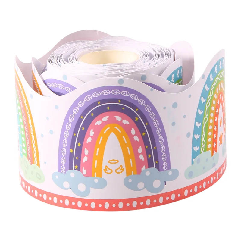 حدود لوحة إعلانات قوس قزح بطول 20 مترًا لتزيين الفصول الدراسية وحفلات العائلة المدرسية-POS