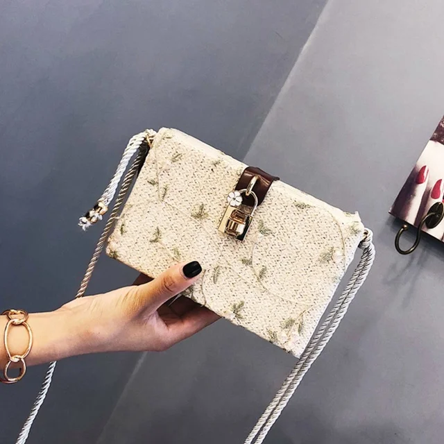 2023 Summer Beach Women Straw Handbags Messenger bag Square Hand Woven Rattan Bag Ladies Crossbody Shoulder Bags bolsa feminina