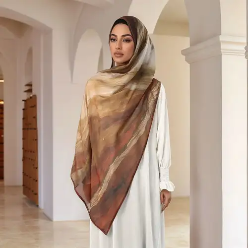 Women's Printed Modal Rayon Hijab Scarf Muslim Watercolor Hijabs Digital Printing Shawls Islam Turban Ramadan Headscarf Scarves - Image 8
