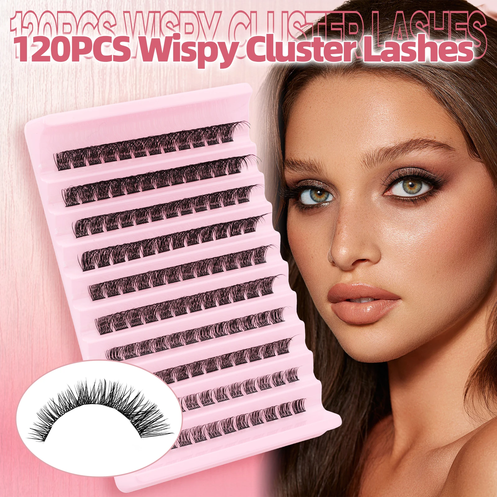 FADVAN DIY Cluster Wispy 120 Stück Wimpern, gemischtes Tablett, individuelles Volumen, Wimpern, weiche, natürliche falsche Wimpern aus Nerz