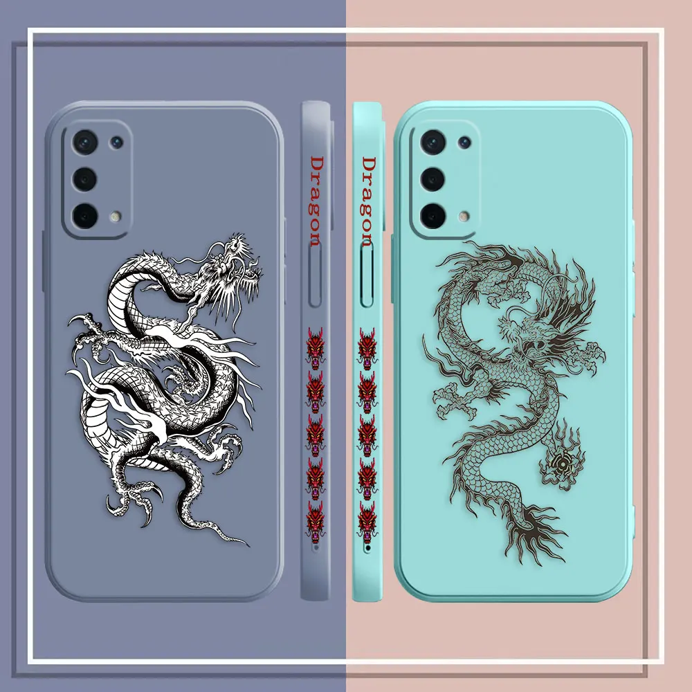 Chinese Dragon Pen Drawing Phone Case For OPPO A52 A54 A55 A57 A78 A72 A73 A74 A91 A93 A92S A94 A95 A96 A15 4G 5G Case Funda