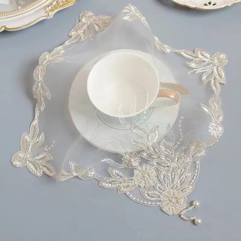 NEW beads embroidery table place mat cloth Wedding Christmas flowers dining placemat kitchen Table decoration and accessories