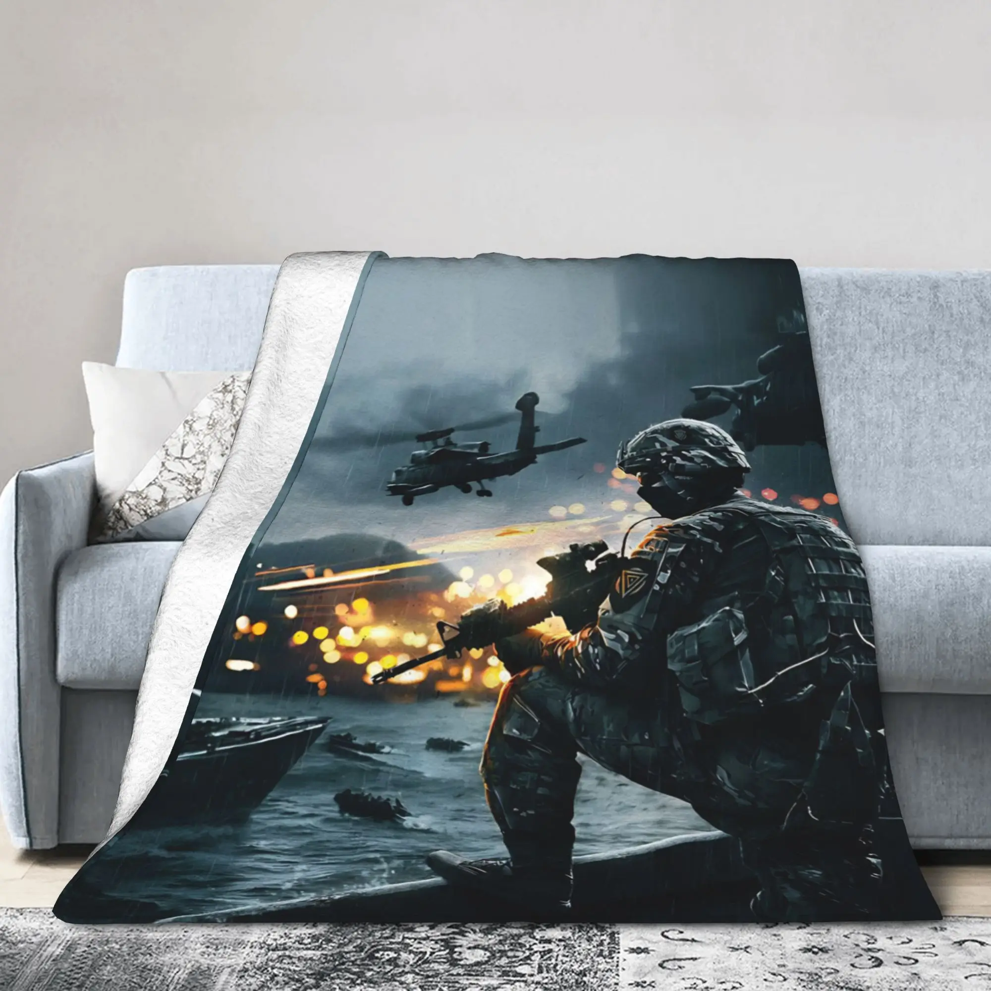 Battlefield Class Soldier Game BF6 Blankets Shooting Flannel Funny Warm Throw Blankets for Bedspread Textile Decor Travel
