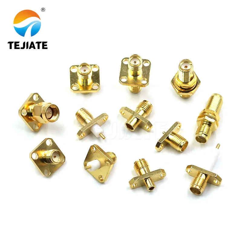 1PCS SMA mother seat connector SMA three pairs of internal and external threads hole flange socket connector insulation expan