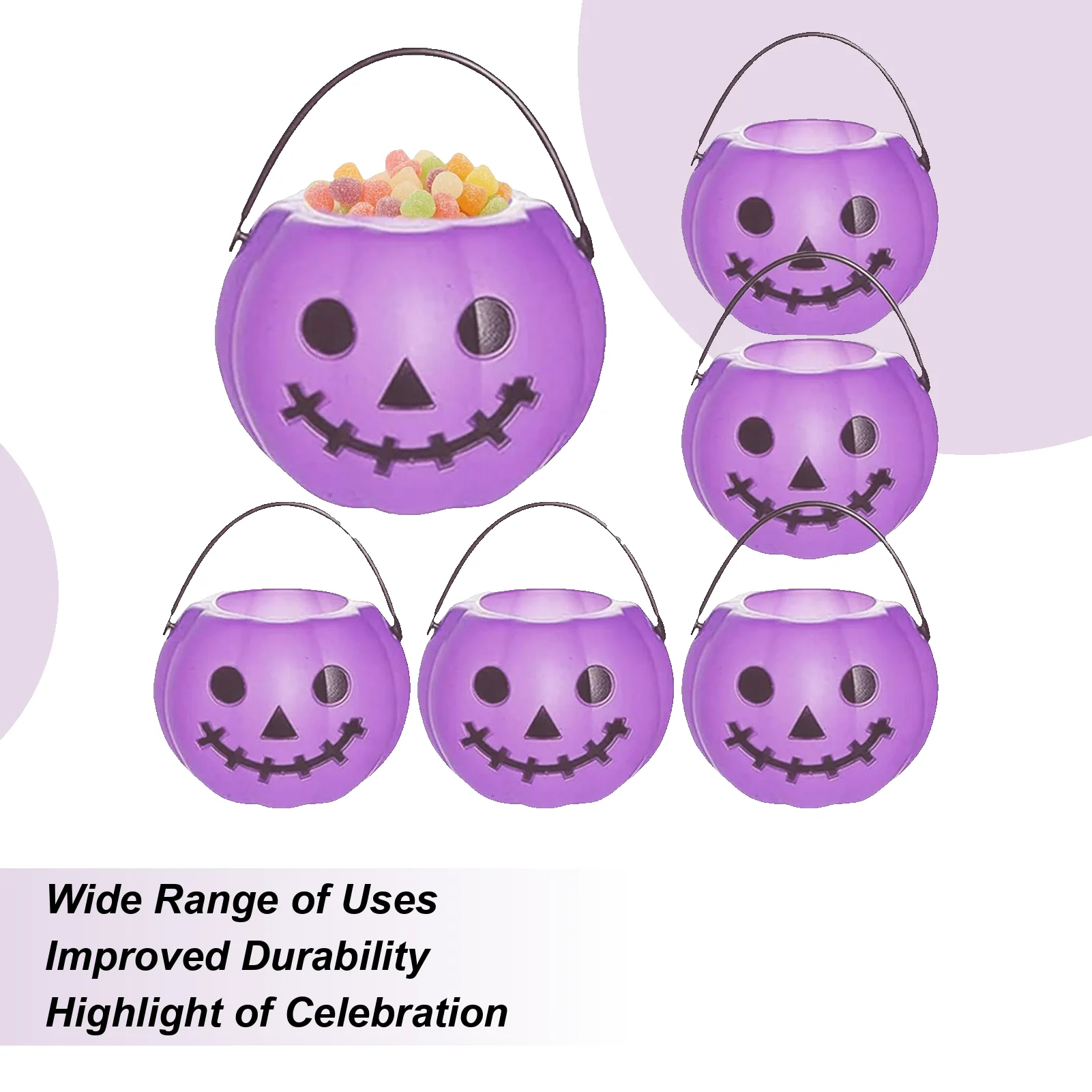 Halloween Pumpkin Bucket 6 Pieces Halloween Ghost Candy Holder Jack O Lantern Storage Jars For Holiday Fall Festival Events