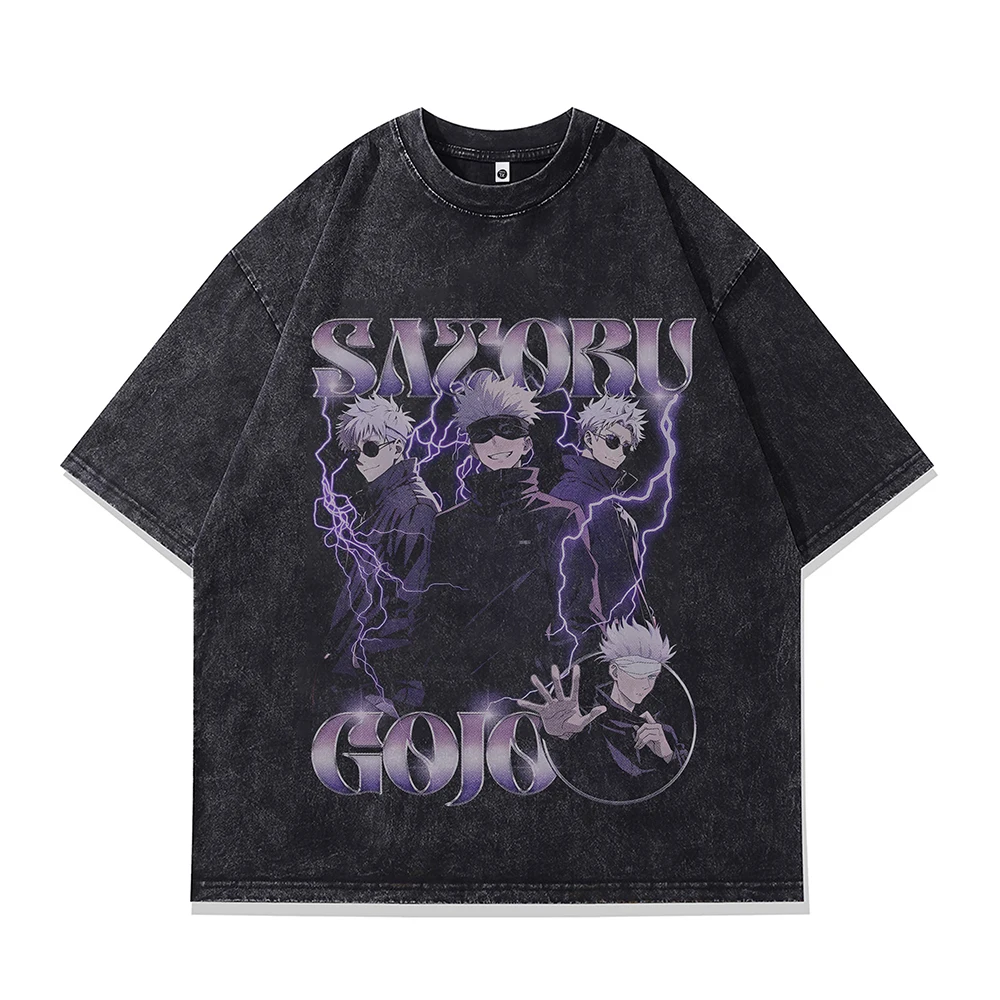 

Готические аниме-футболки в винтажном стиле, черные, Jujutsu Kaisen, мужская одежда, Harajuku Y2k, футболки с коротким рукавом, новинка