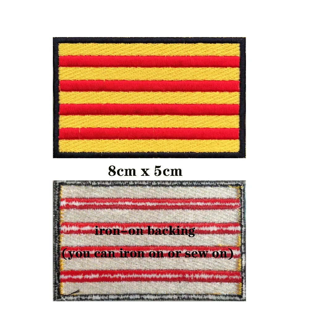 1PC Catalonia Flag Patches Armband Embroidered Patch Hook & Loop Or Iron On Embroidery Badge Military Stripe