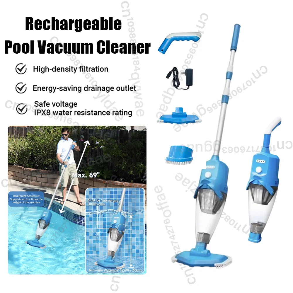 

Handheld Pool Vacuum Cleaner, Rechargeable Pool Vacuum Cleaner for Spas Hot Tubs Small Pools with Automatic Immersion Detector