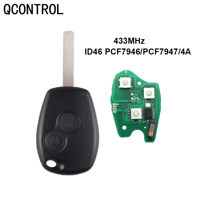 

QCONTROL Car Remote Key Suit for Renault Clio Scenic Kangoo Megane PCF7946 / PCF7947 /4A Chip