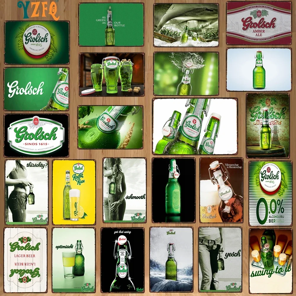 【YZFQ】Grolsch Lager Beer Decorative Signs Dutc  Metal Plates For Wall Bar Home  Art Restaurant Decoration 30X20CM DU-9120B