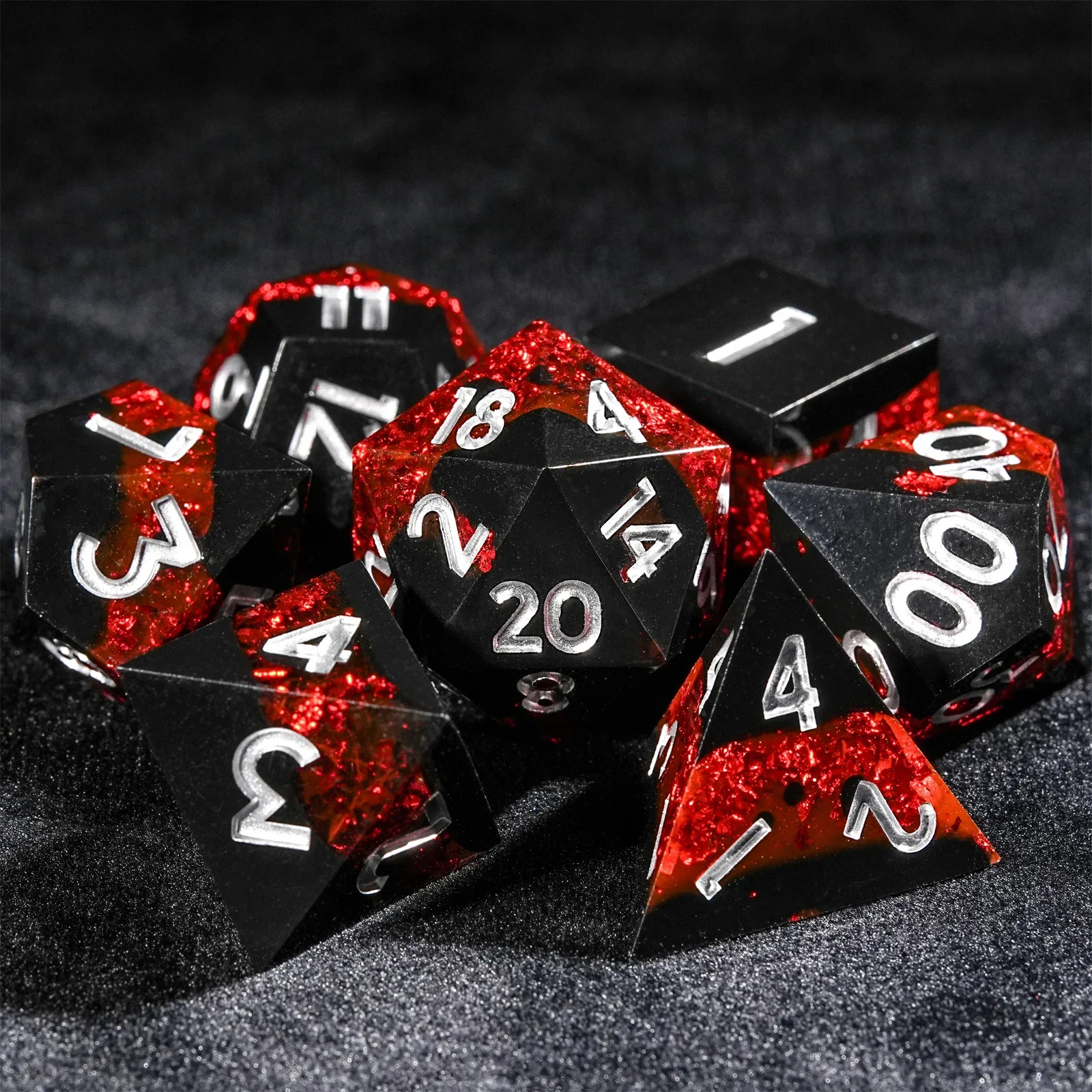 

7pcs DND Dice Resin Black Red Colorful Dice Set TRPG D&D Board Games Dungeons Dragons TRPG Polyhedral Digital Dice Table Game