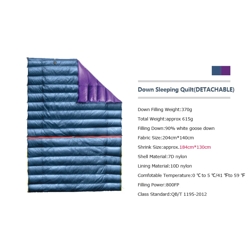 Ice Flame IF505 7D 90% White Goose Down 3 Season Wearable Detachable Sleeping Bag Blanket Quilt Underquilt Hammock Camp