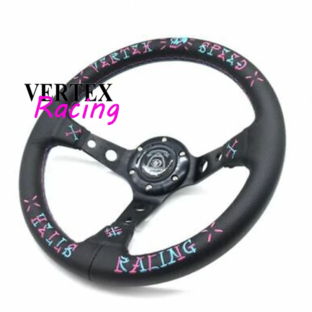 330MM Universal Speed Racing Vertex Steering Wheel JDM Deep Corn Sport Game Leather Speed VERTEX Steering Wheel For Toyota VW