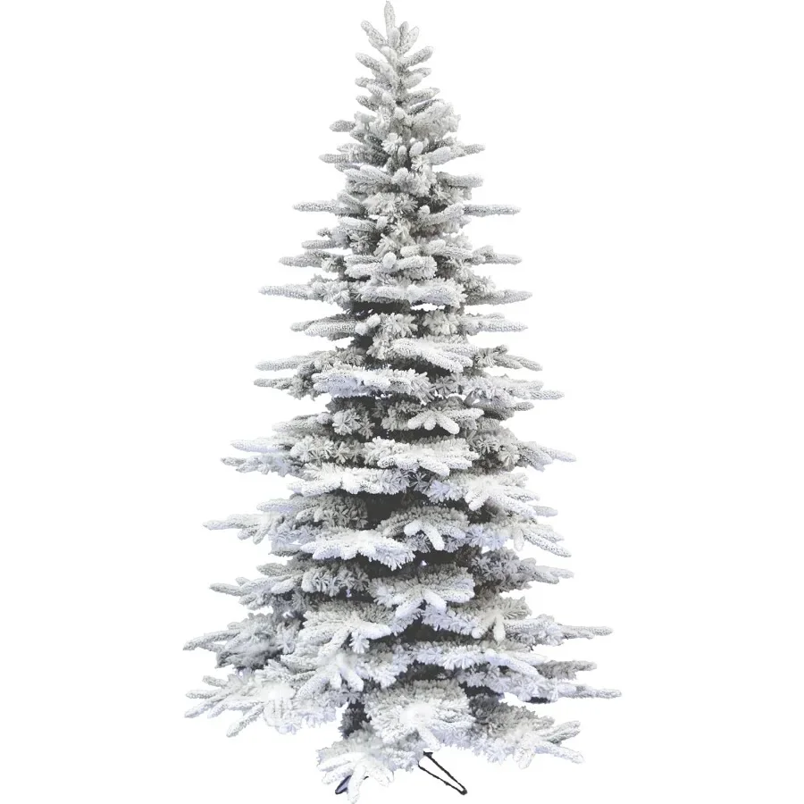 

10ft. Pine Valley Flocked Christmas Tree Huge Fake Christmas Tree with No Lights Unlit Snowy Artificial Christmas Tree Festive