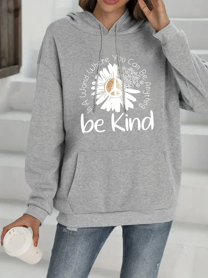 

Осенне-зимняя хлопковая толстовка с цветочным буквенным графическим принтом, уличная спортивная тренировка, брендовая модная одежда