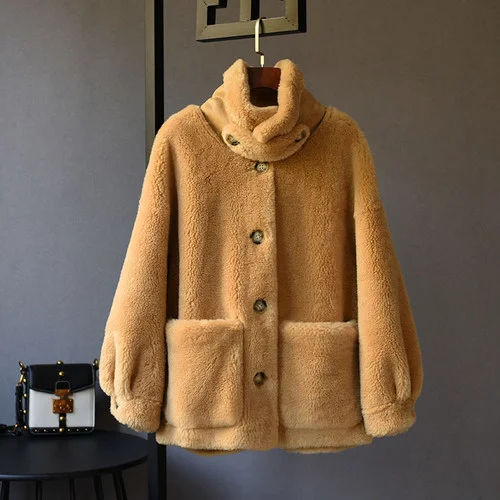 

Fur Coat Real Female 100% Wool Fur Jacket Warm Winter Clothes Women Short Shearling Korean 2023 Abrigo Mujer