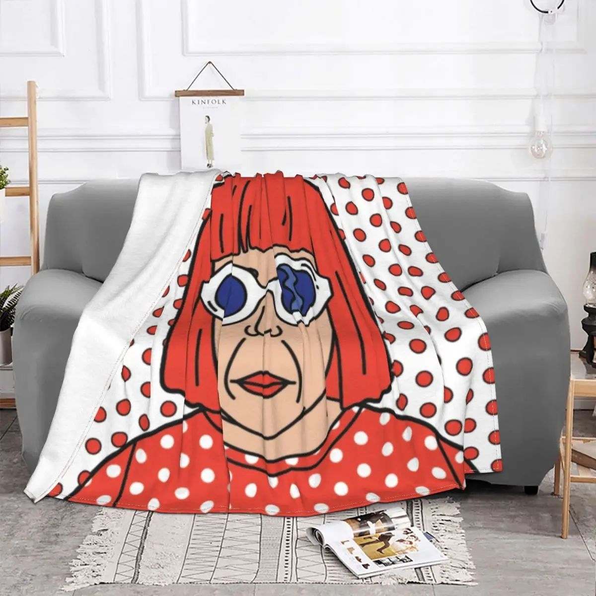 Yayoi Kusama Beautiful Blanket 3D Print Soft Flannel Fleece Warm Abstract Art Dots Throw Blankets for Office Bedding Couch Quilt